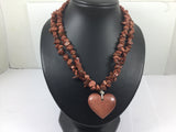 Genuine Gemstone Goldstone On Beaded Necklace Silver Lobster Claw