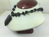 Wire Wrapped Genuine Gemstone Agate / Onyx On Beaded Necklace