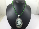 Silver Genuine Gemstone Moss Agate On A Beaded Necklace
