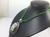 Silver Genuine Gemstone Moss Agate On A Beaded Necklace