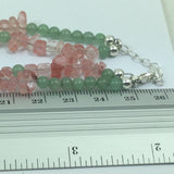 Adjustable Silver Jade (Dream Stone )And Rose Quartz  (Stone Of Gentle Love )Necklace Double Strand