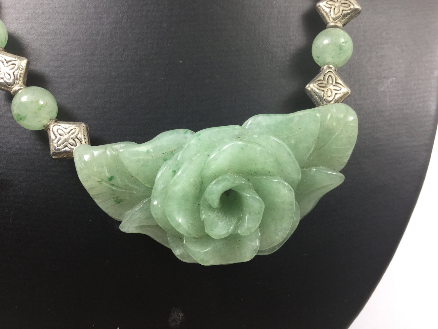 Silver Genuine Gemstone Adventurine Adjustable Necklace