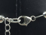 Silver Genuine Gemstone Sodalite Heart Shaped Adjustable Beaded Necklace