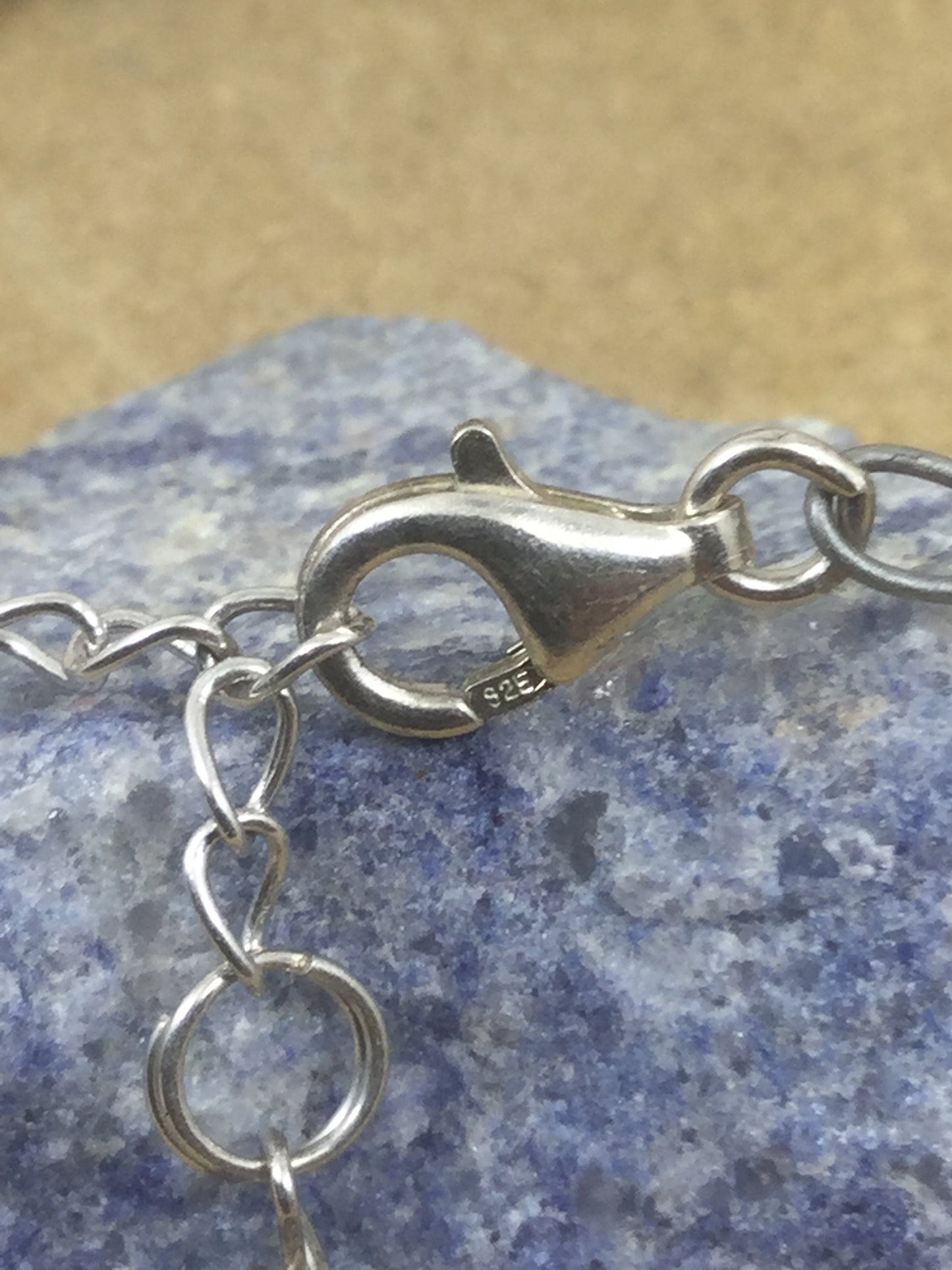 Adjustable Sterling Silver Genuine Gemstone Bracelet with Lapis Lazuli ( Stone of Total Awareness )