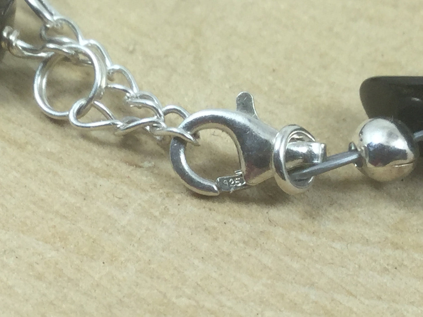 Adjustable Sterling Silver Genuine Gemstone Bracelet with Black Onyx ( The Protection Stone )