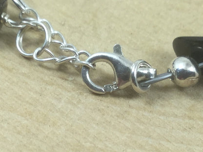 Adjustable Sterling Silver Genuine Gemstone Bracelet with Black Onyx ( The Protection Stone )