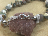 Adjustable Sterling Silver Genuine Gemstone Bracelet With Ocean Jasper (Stone Of Healing Past Sorrows )