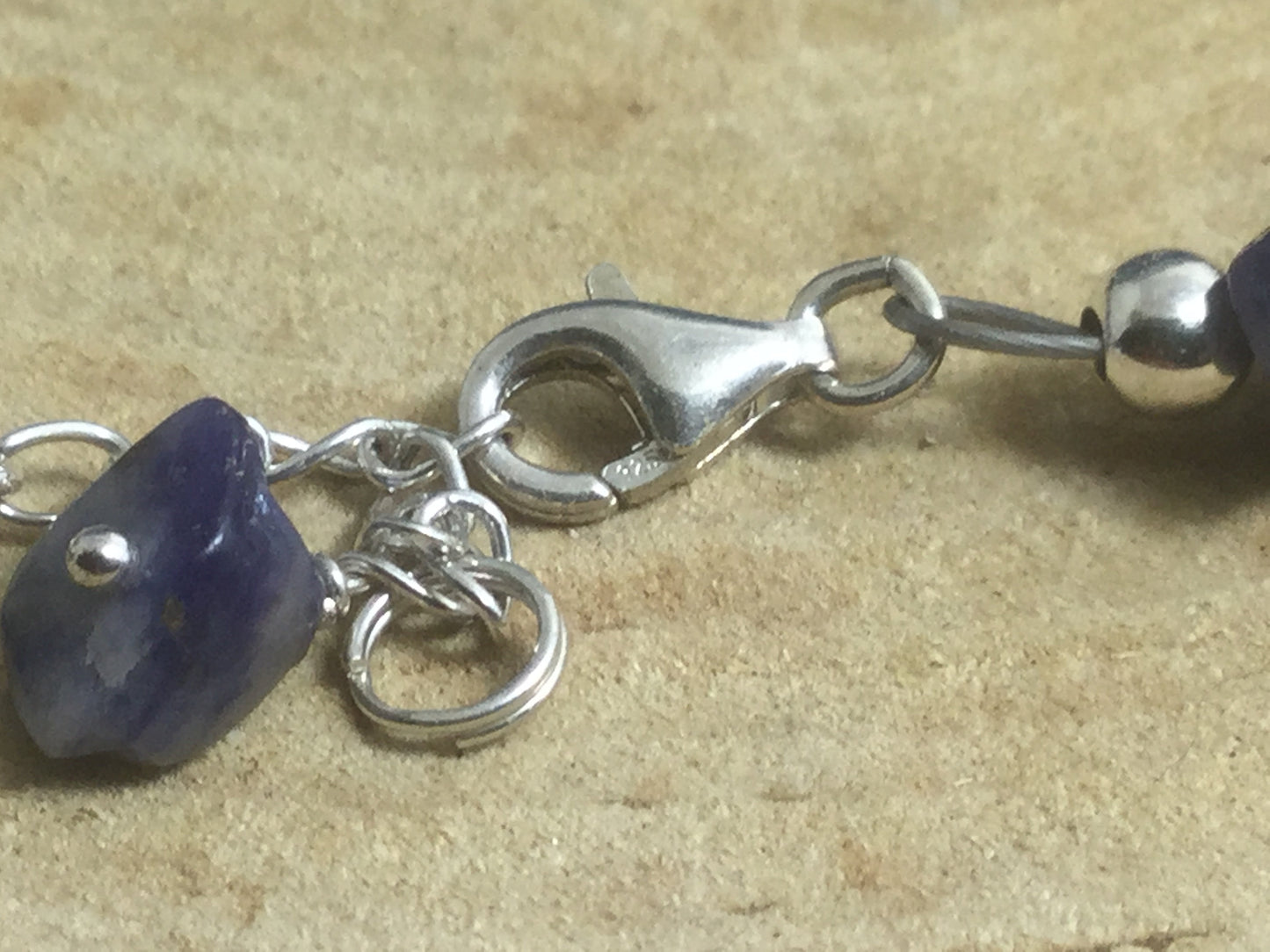 Adjustable Sterling Silver Genuine Gemstone Bracelet with Sodalite ( The Harmonizer )