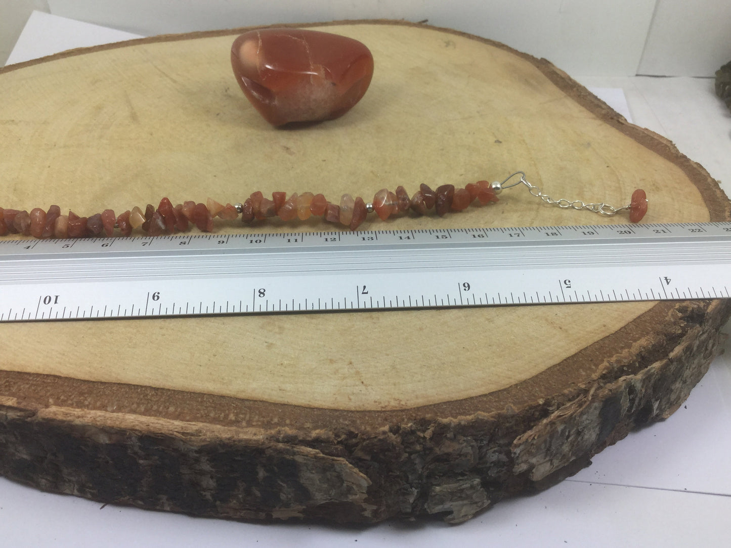 Adjustable Sterling Silver Genuine Gemstone Bracelet With Carnelian