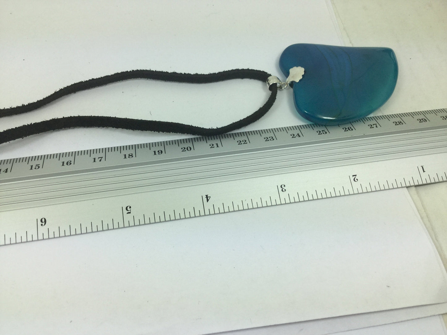 Beautiful Genuine Gemstone Heart Shaped Agate On Leather Cord And Silver Clasp