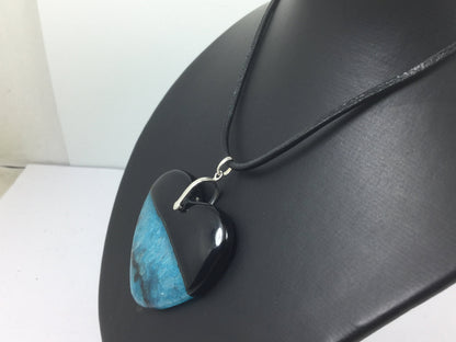 Stunning Genuine Gemstone Heart Shaped Druzy Agate On Leather Cord With Silver Lobster Claw