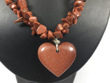 Genuine Gemstone Goldstone On Beaded Necklace Silver Lobster Claw