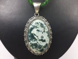Silver Genuine Gemstone Moss Agate On A Beaded Necklace