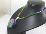 Beautiful Silver Quartz Crystal ( Stone Of Power ) On A Beaded Necklace