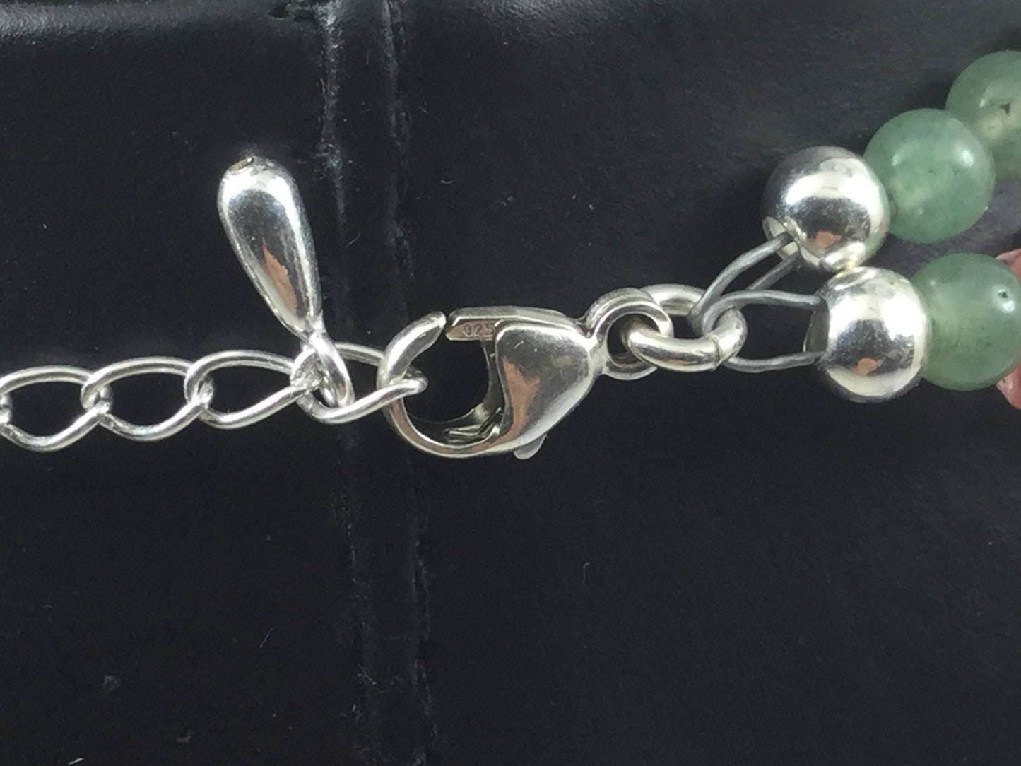 Adjustable Silver Jade (Dream Stone )And Rose Quartz  (Stone Of Gentle Love )Necklace Double Strand