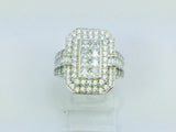 Rhodium Plated Sterling Silver Rectangular Faced CZ Ring