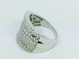 Rhodium Plated Sterling Silver Row Face CZ Ring