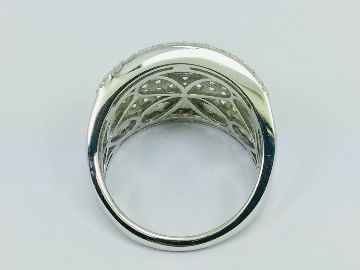 Rhodium Plated Sterling Silver Row Face CZ Ring