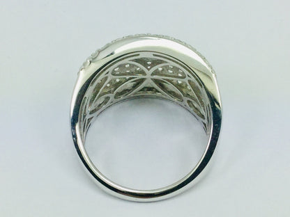 Rhodium Plated Sterling Silver Row Face CZ Ring