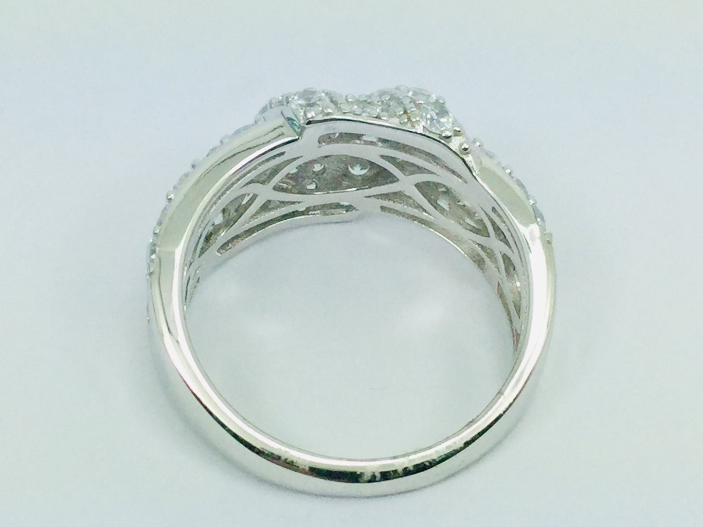 Rhodium Plated Sterling Silver Crossover CZ Ring