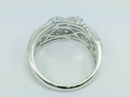 Rhodium Plated Sterling Silver Crossover CZ Ring