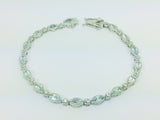 Platinum Over Sterling Silver Aquamarine Cambodian Zircon Bracelet