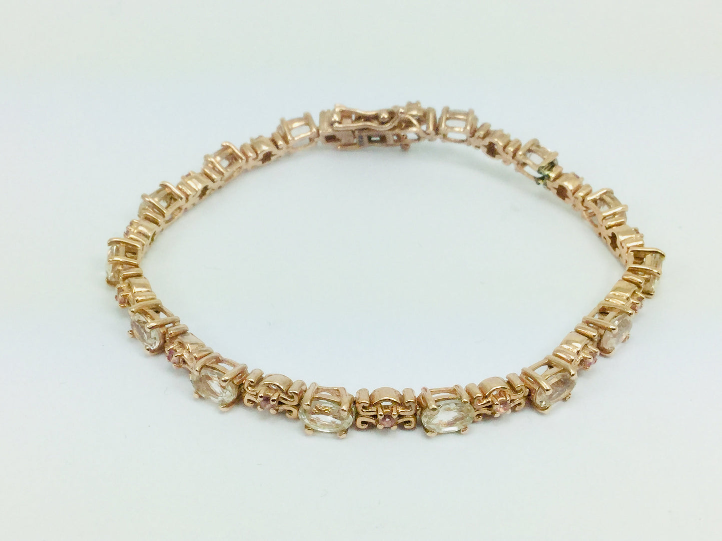 Platinum over Sterling Silver Pink Tourmaline Bracelet