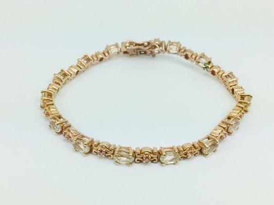 Platinum over Sterling Silver Pink Tourmaline Bracelet