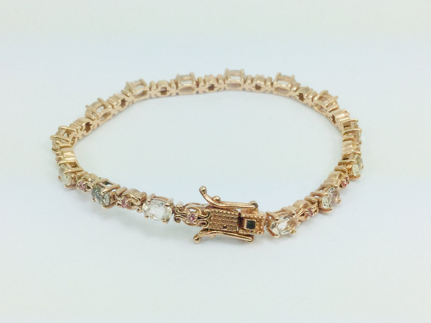 Platinum over Sterling Silver Pink Tourmaline Bracelet