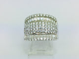 Rhodium Plated Sterling Silver Row Face CZ Ring