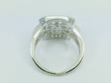 Rhodium Plated Sterling Silver Rectangular Faced CZ Ring