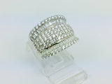 Rhodium Plated Sterling Silver Row Face CZ Ring