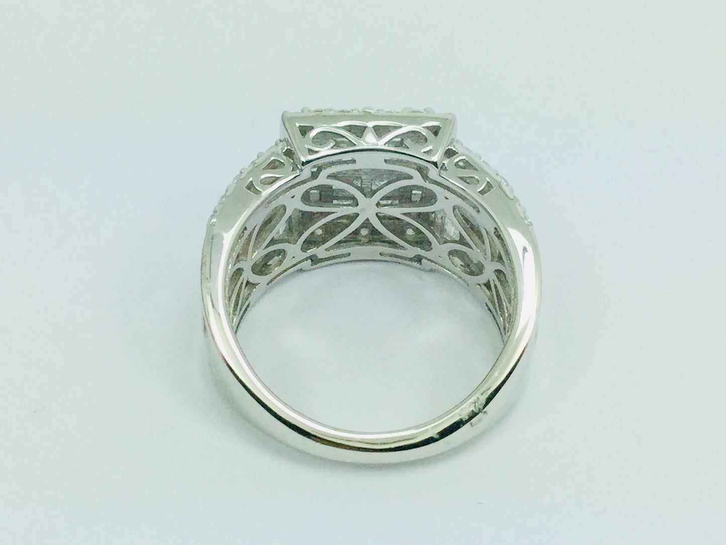 Rhodium Plated Sterling Silver Square Face CZ Ring