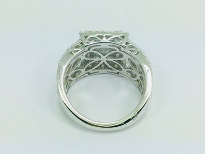 Rhodium Plated Sterling Silver Square Face CZ Ring