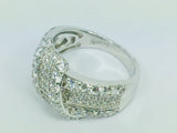 Rhodium Plated Sterling Silver Crossover CZ Ring