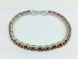 Platinum over Sterling Silver Cambodian Zircon Heart Clasped Bracelet