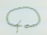 Platinum Over Sterling Silver Aquamarine Cambodian Zircon Bracelet