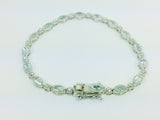 Platinum Over Sterling Silver Aquamarine Cambodian Zircon Bracelet