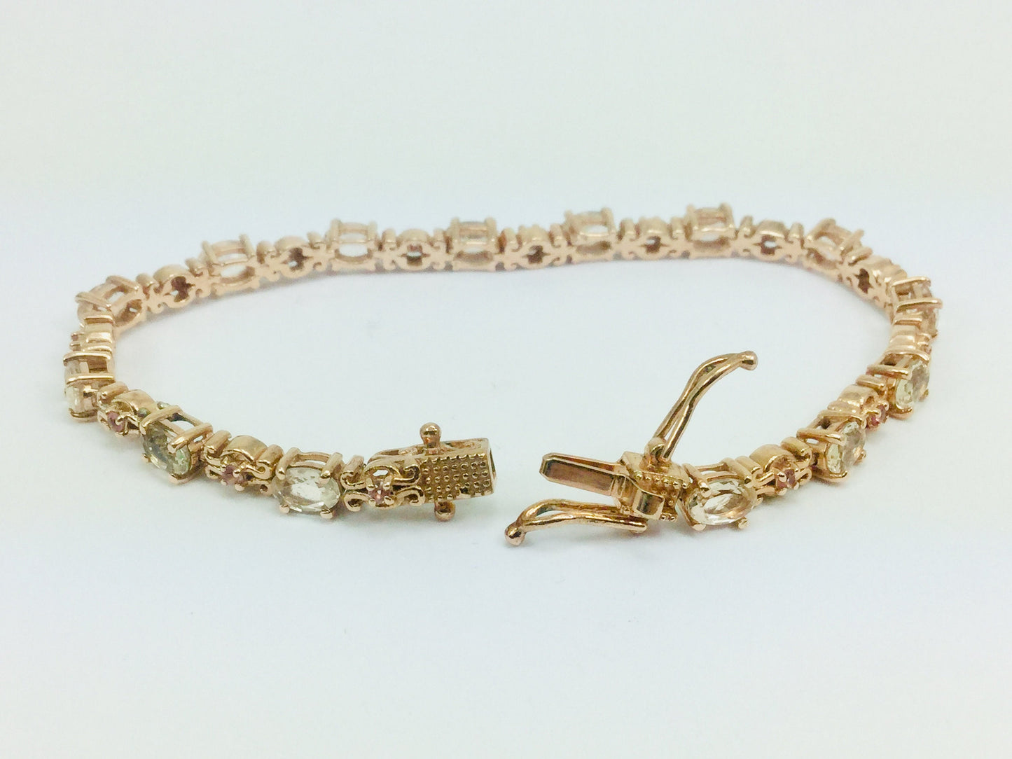 Platinum over Sterling Silver Pink Tourmaline Bracelet