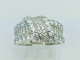 Rhodium Plated Sterling Silver Crossover CZ Ring
